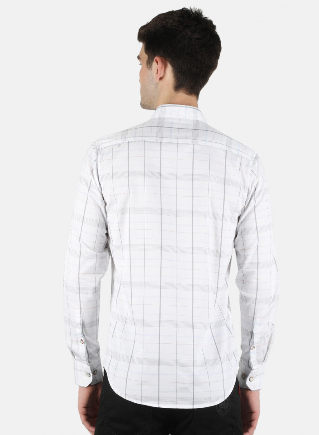 Men White Check Shirt