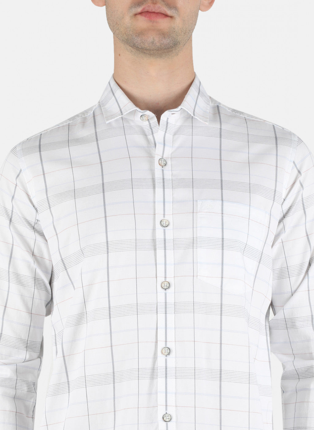 Men White Check Shirt