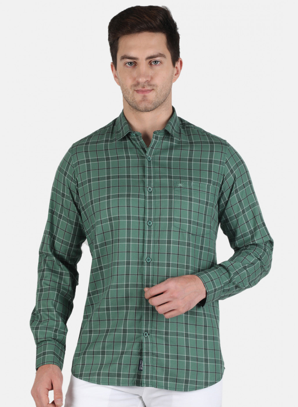 Men Green Check Shirt