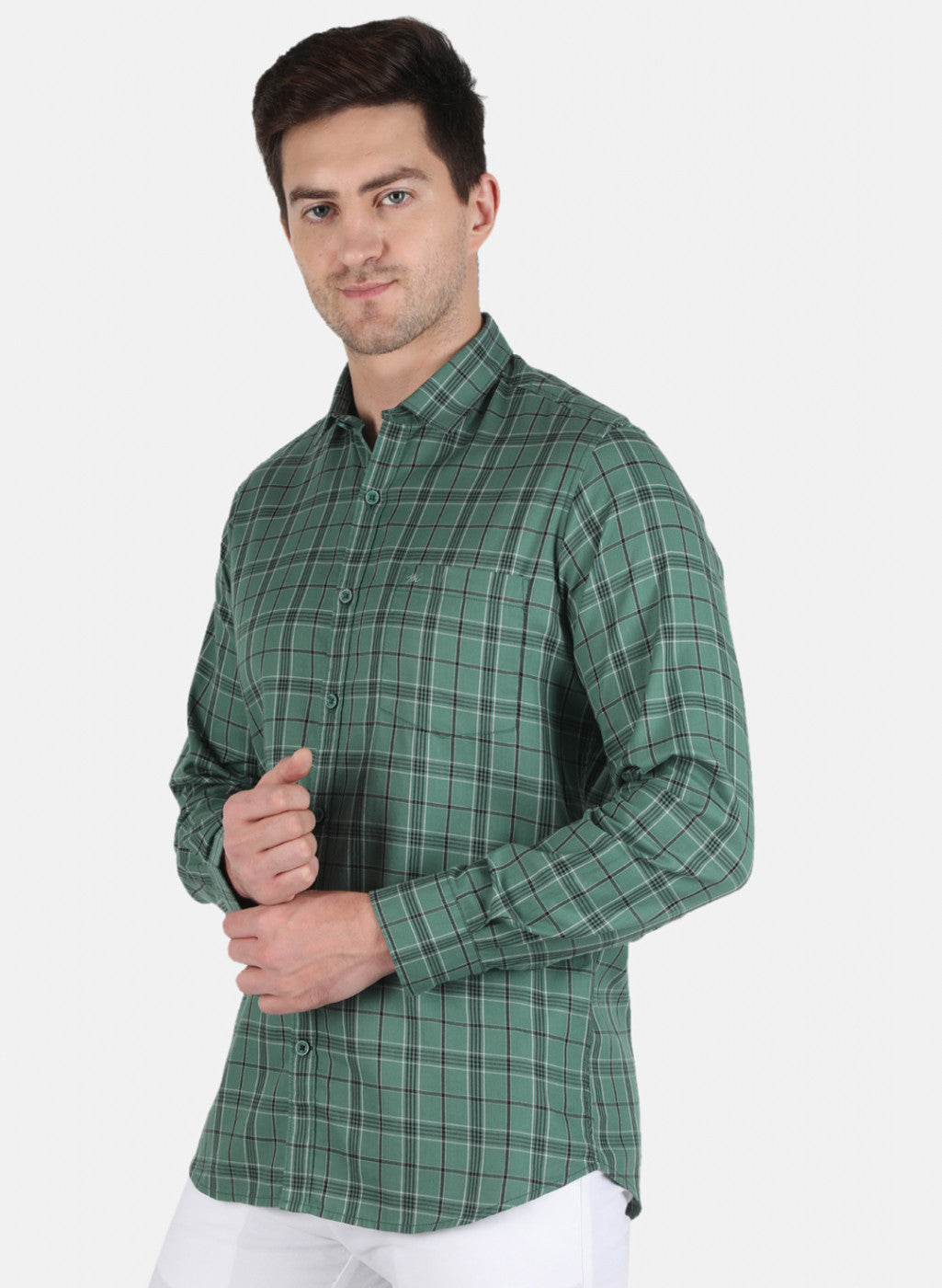 Men Green Check Shirt