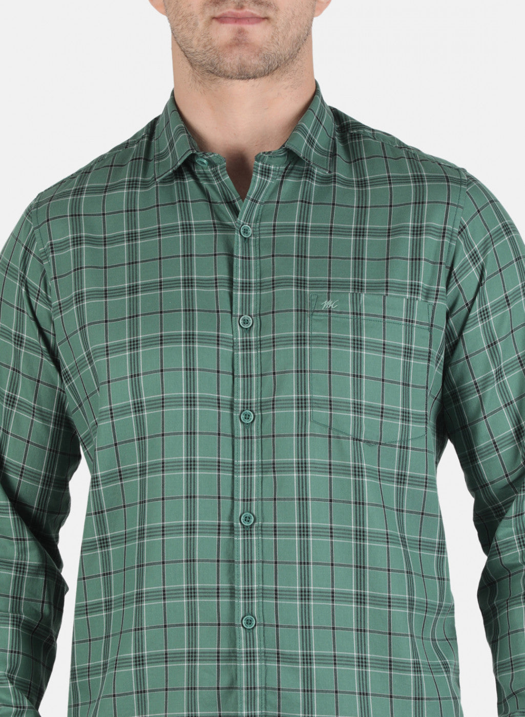 Men Green Check Shirt