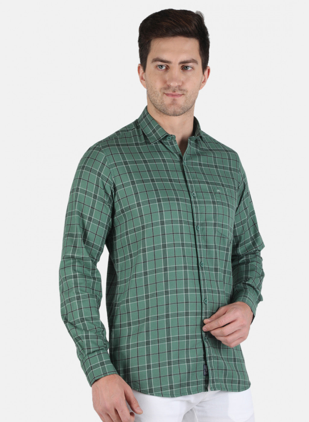 Men Green Check Shirt