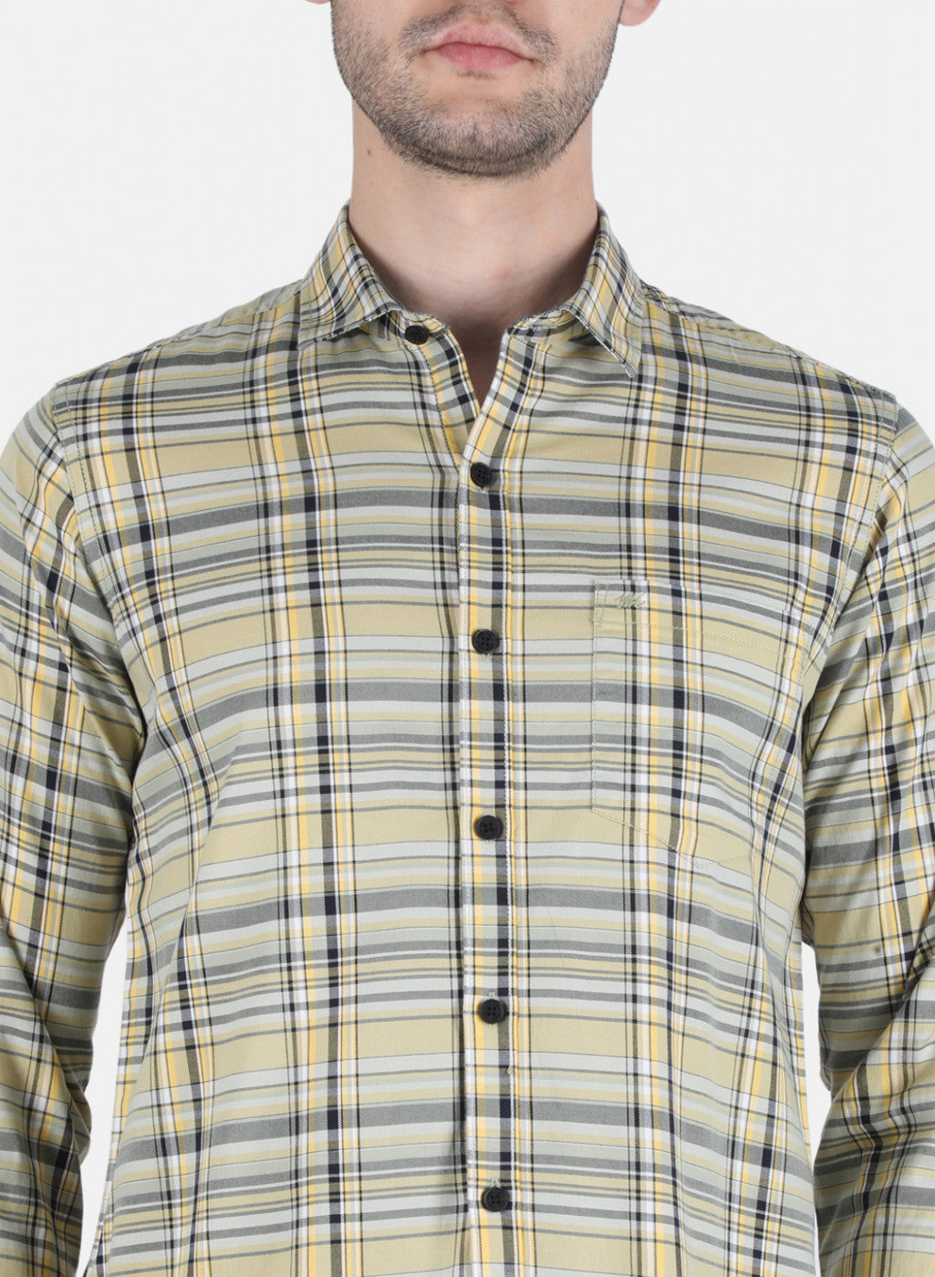 Men Olive Check Shirt