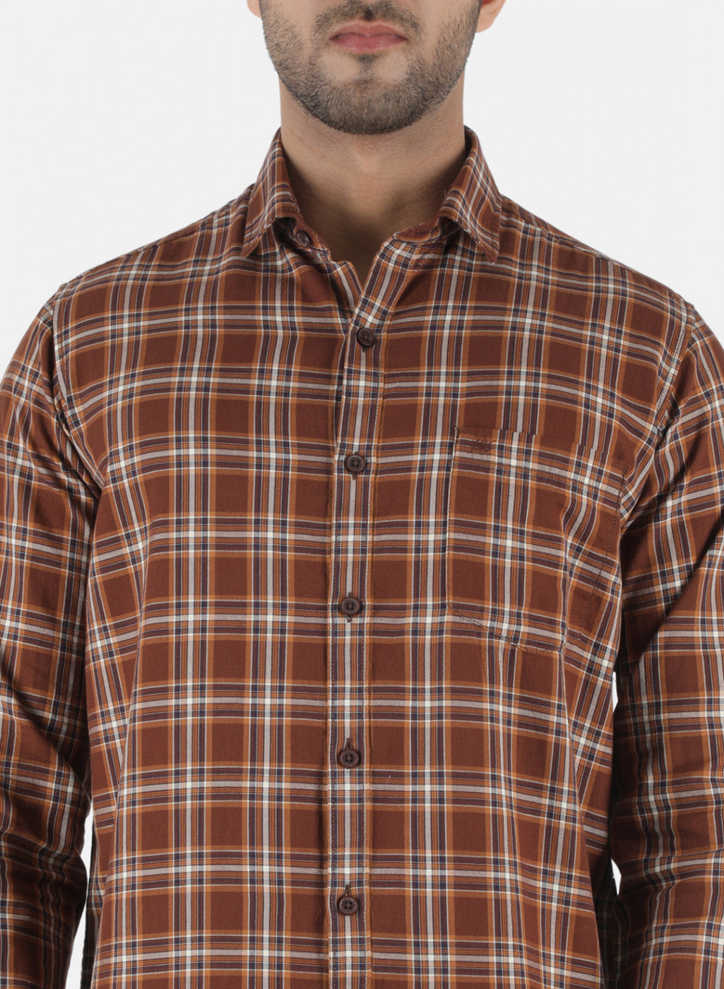 Men Brown Check Shirt