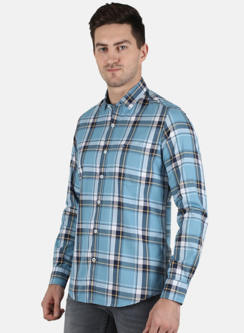 Men Grey Check Shirt