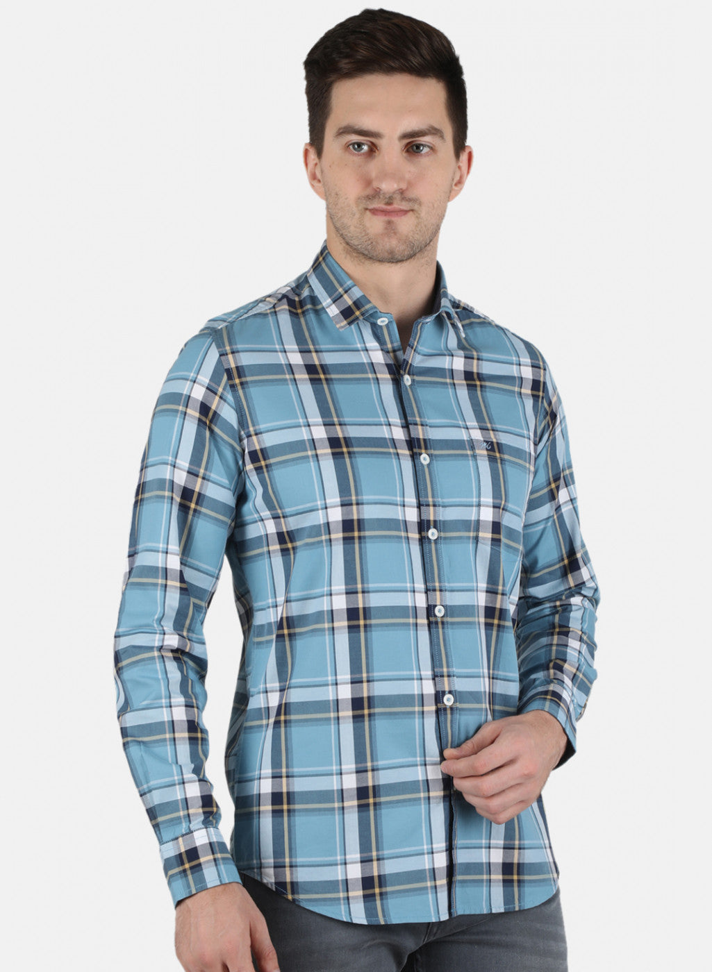 Men Grey Check Shirt