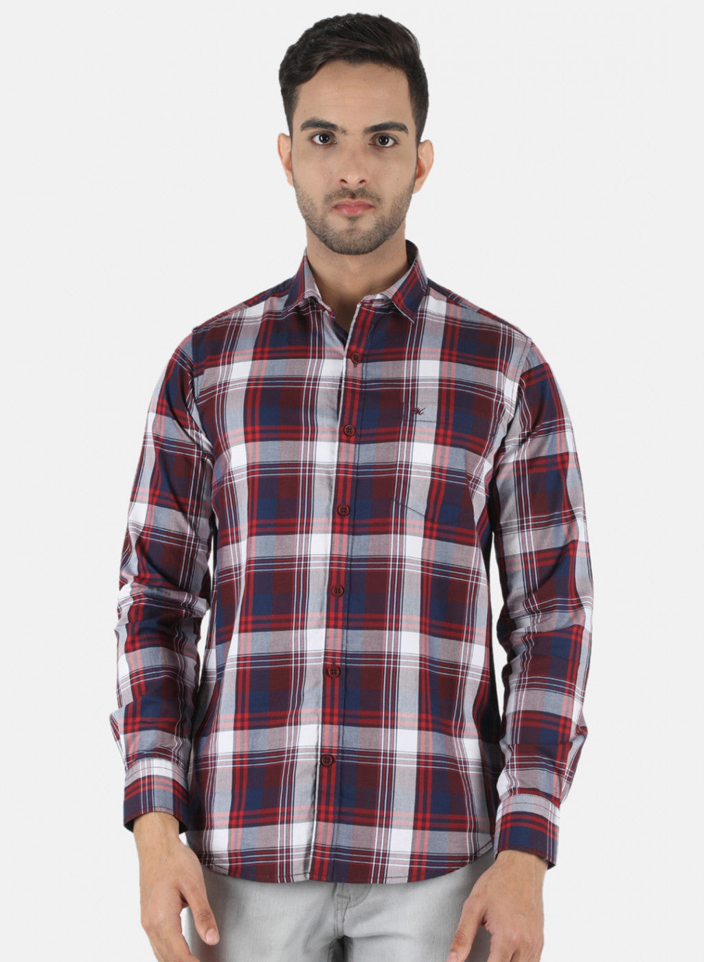 Men Maroon Check Shirt