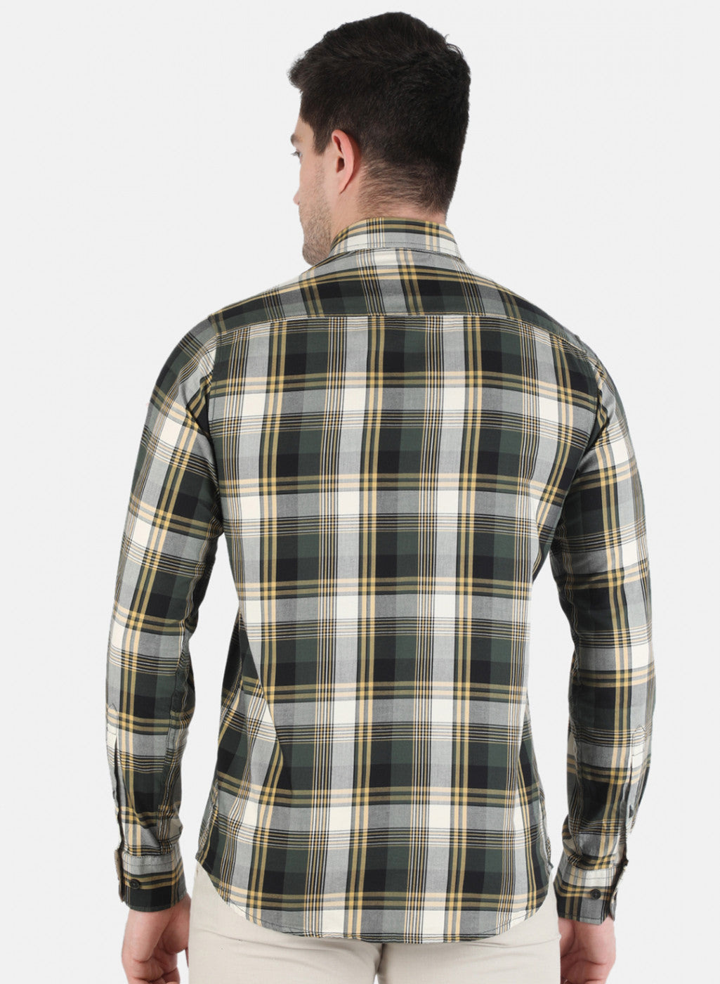 Men Olive Check Shirt
