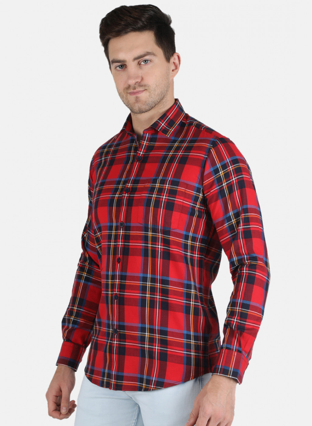 Men Red Check Shirt