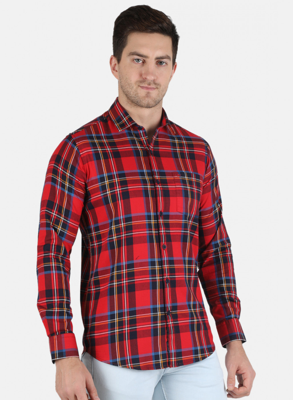 Men Red Check Shirt