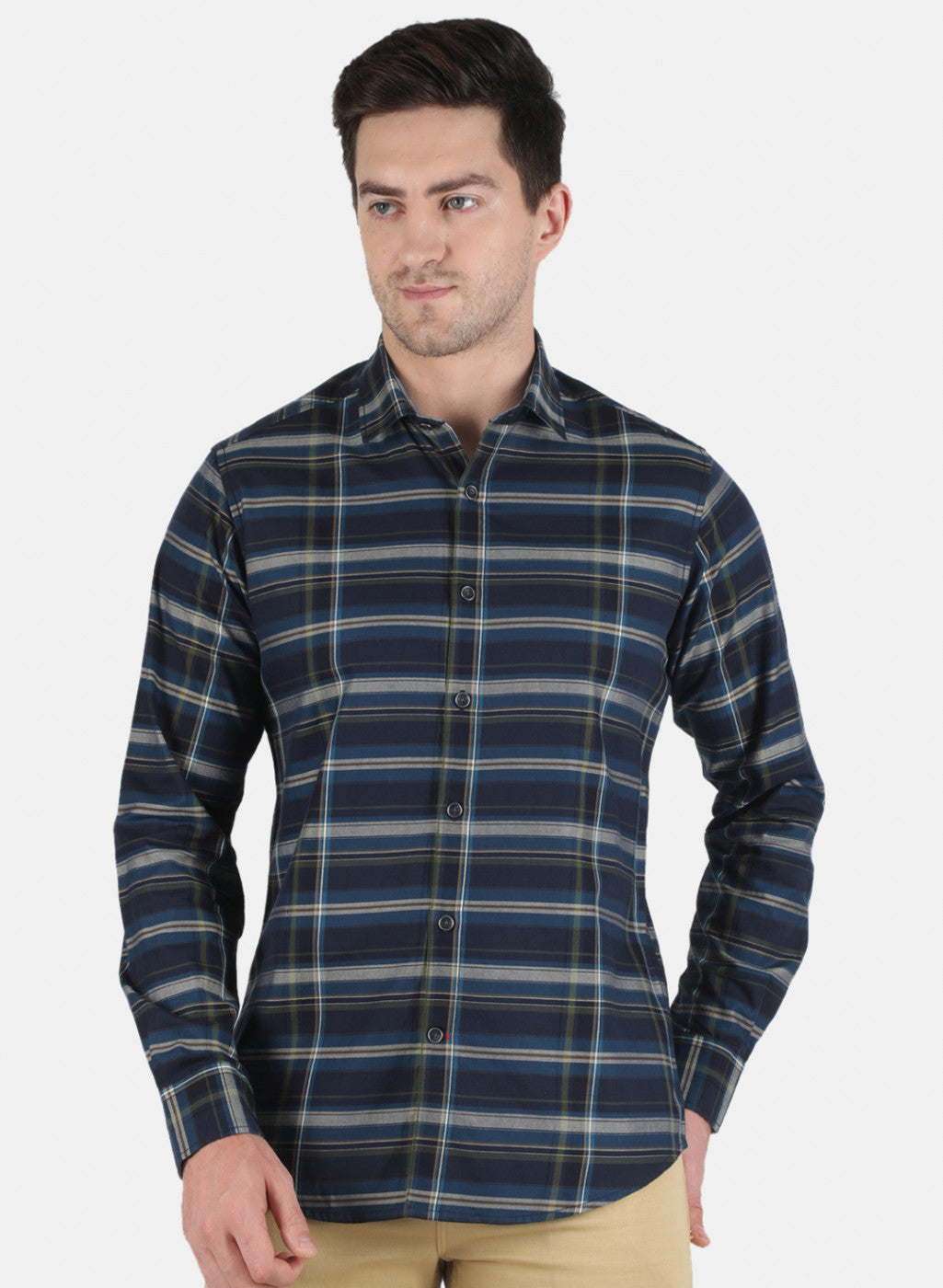 boys navy check mateo shirt