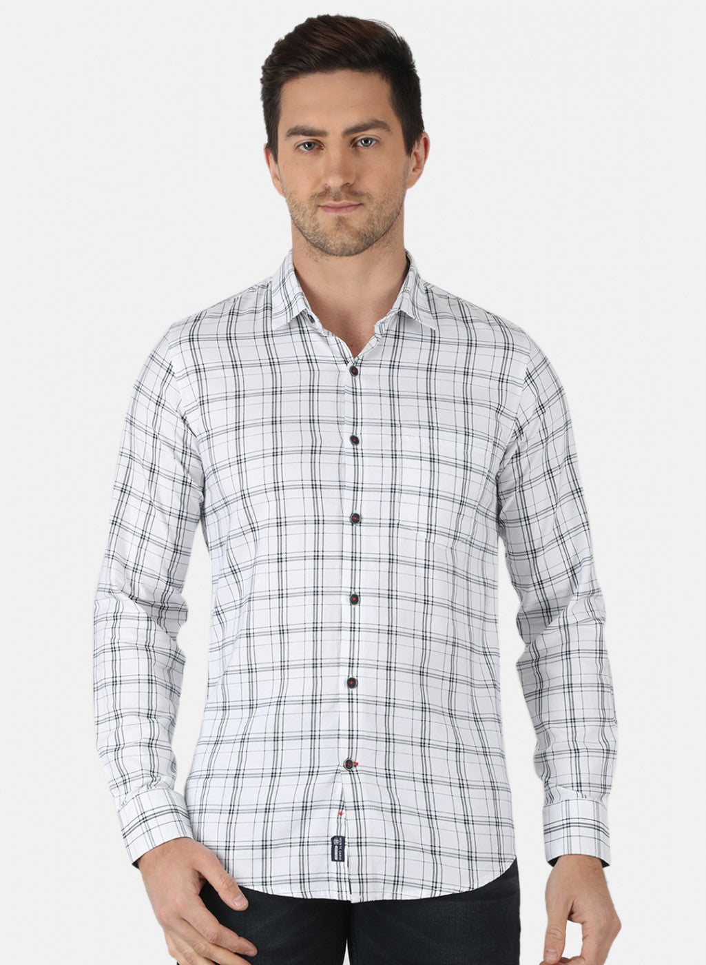 Men White Check Shirt