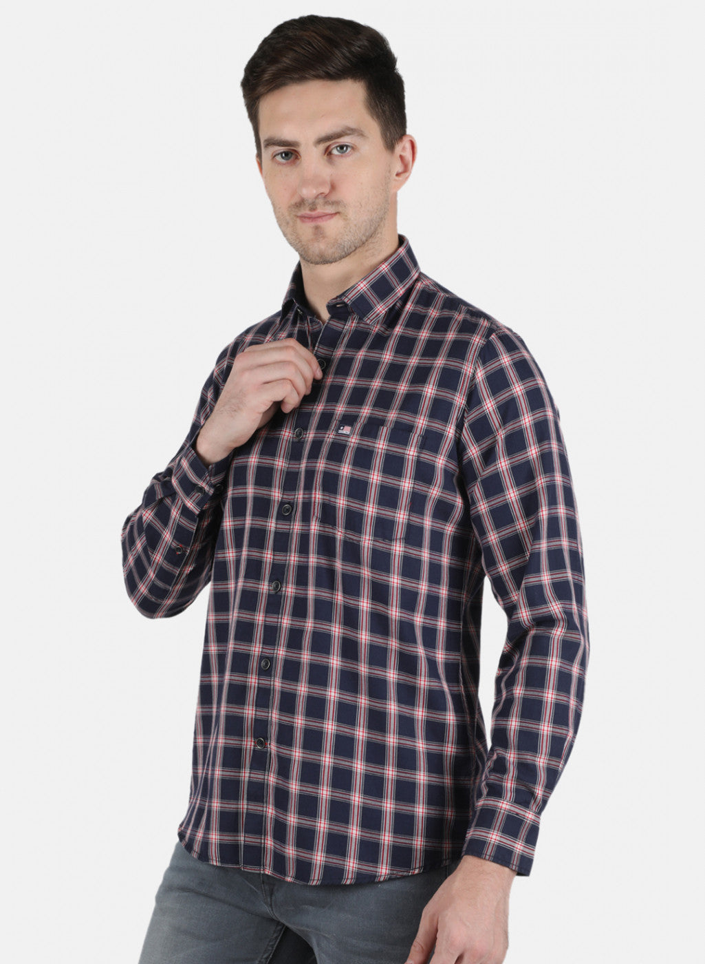 Men NAvy Blue Check Shirt