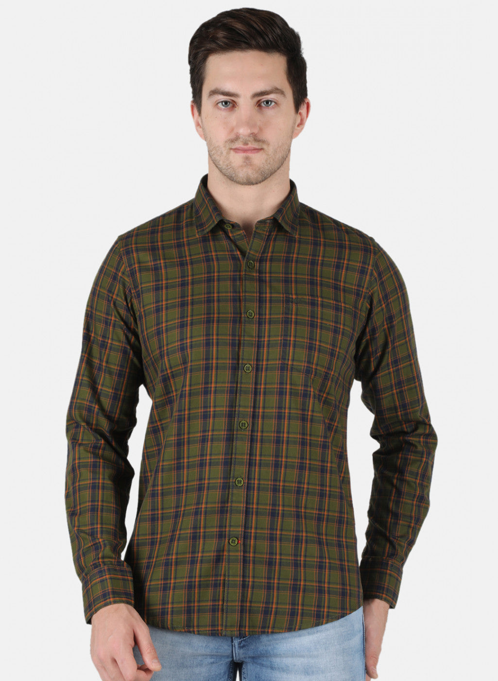 Men Green Check Shirt