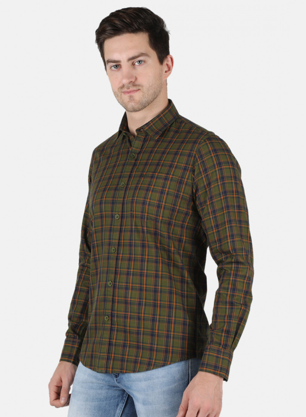 Men Green Check Shirt