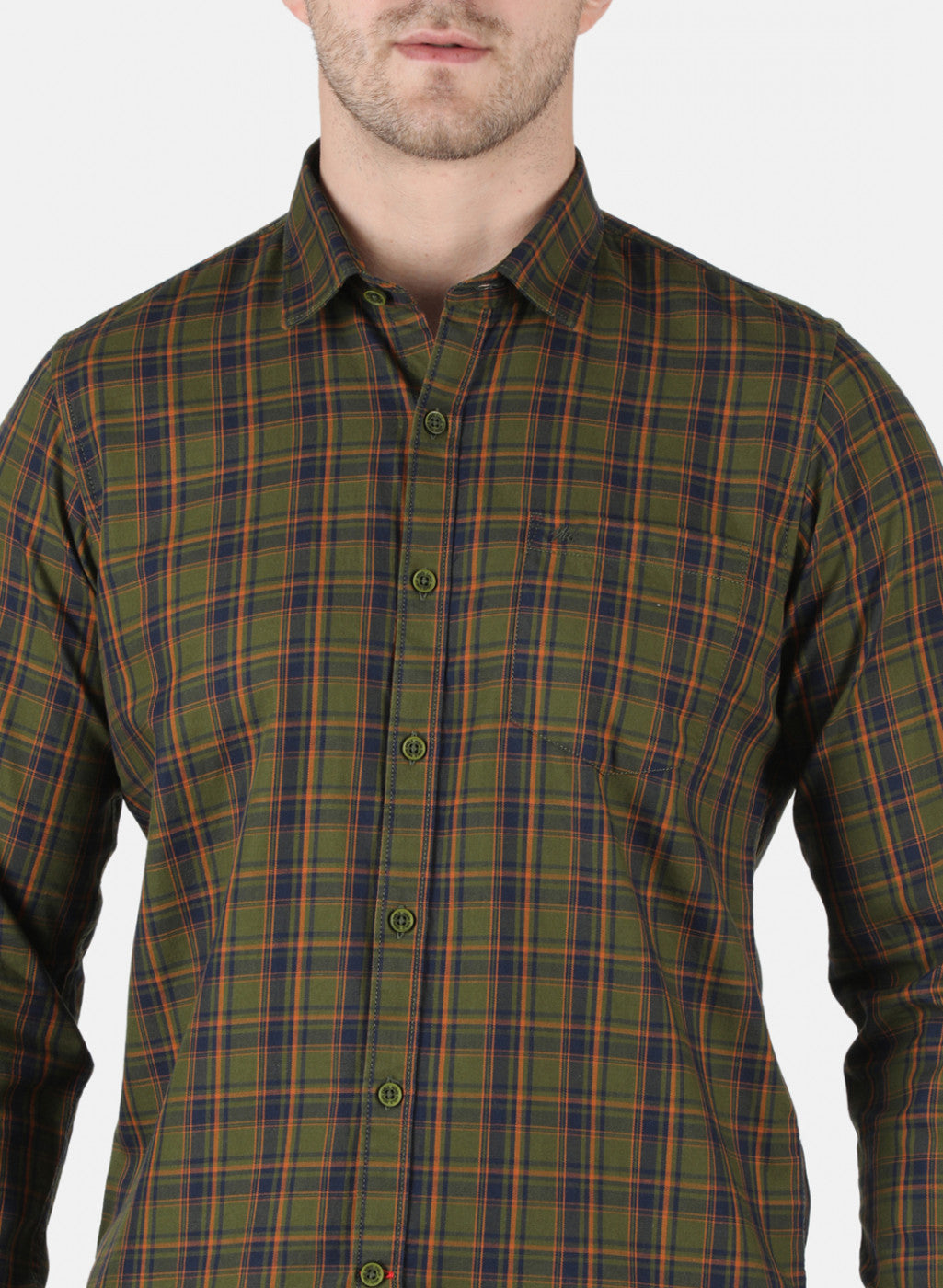 Men Green Check Shirt