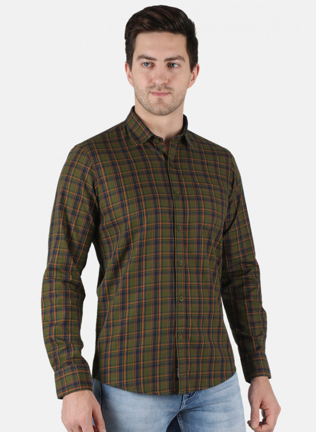 Men Green Check Shirt