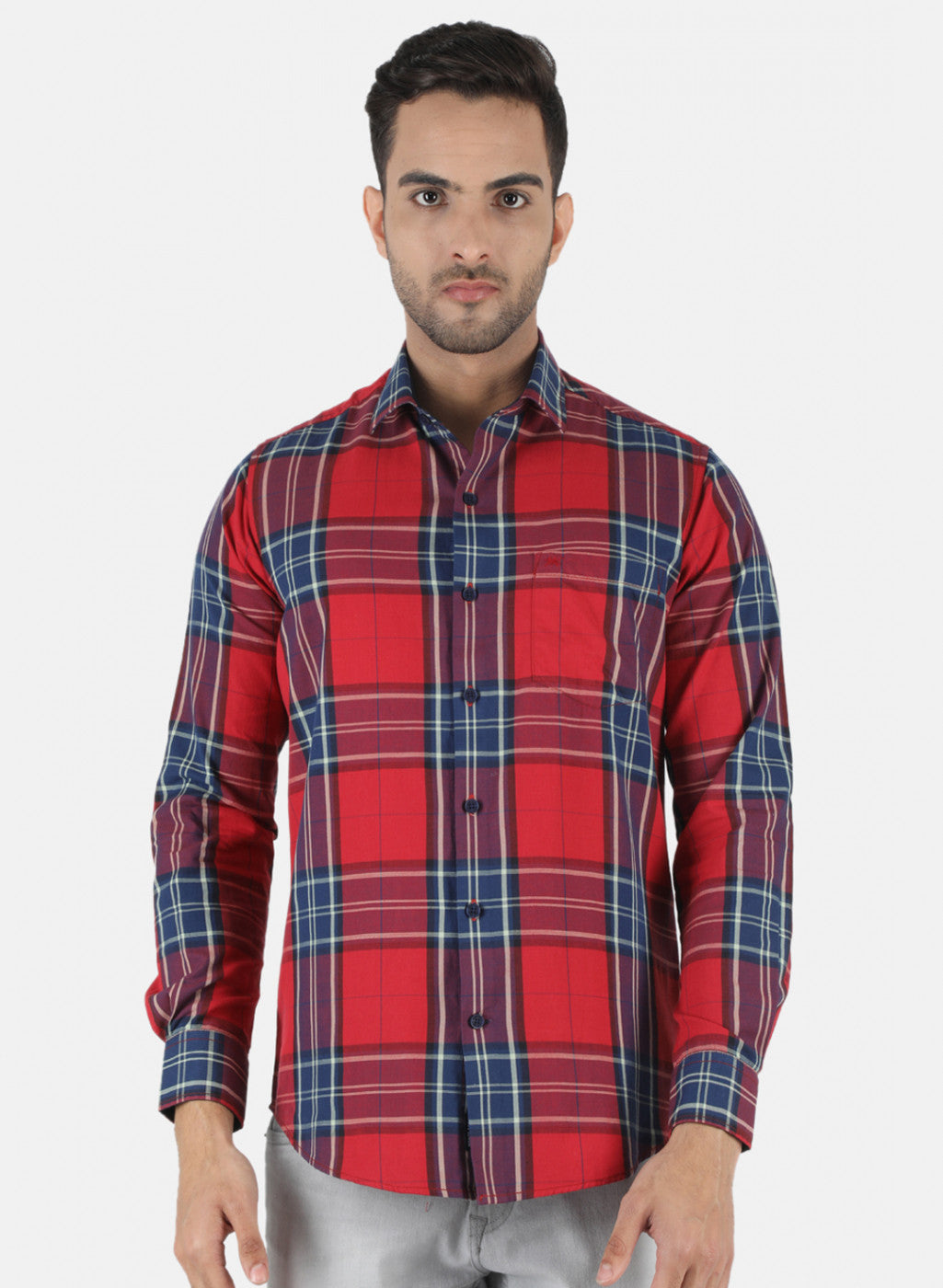 Men Maroon Check Shirt