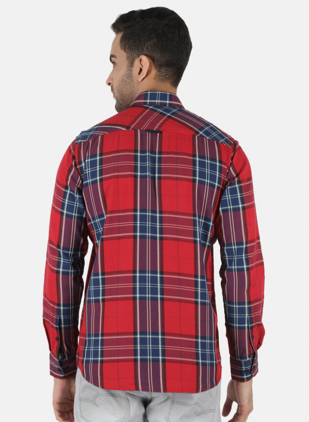 Men Maroon Check Shirt