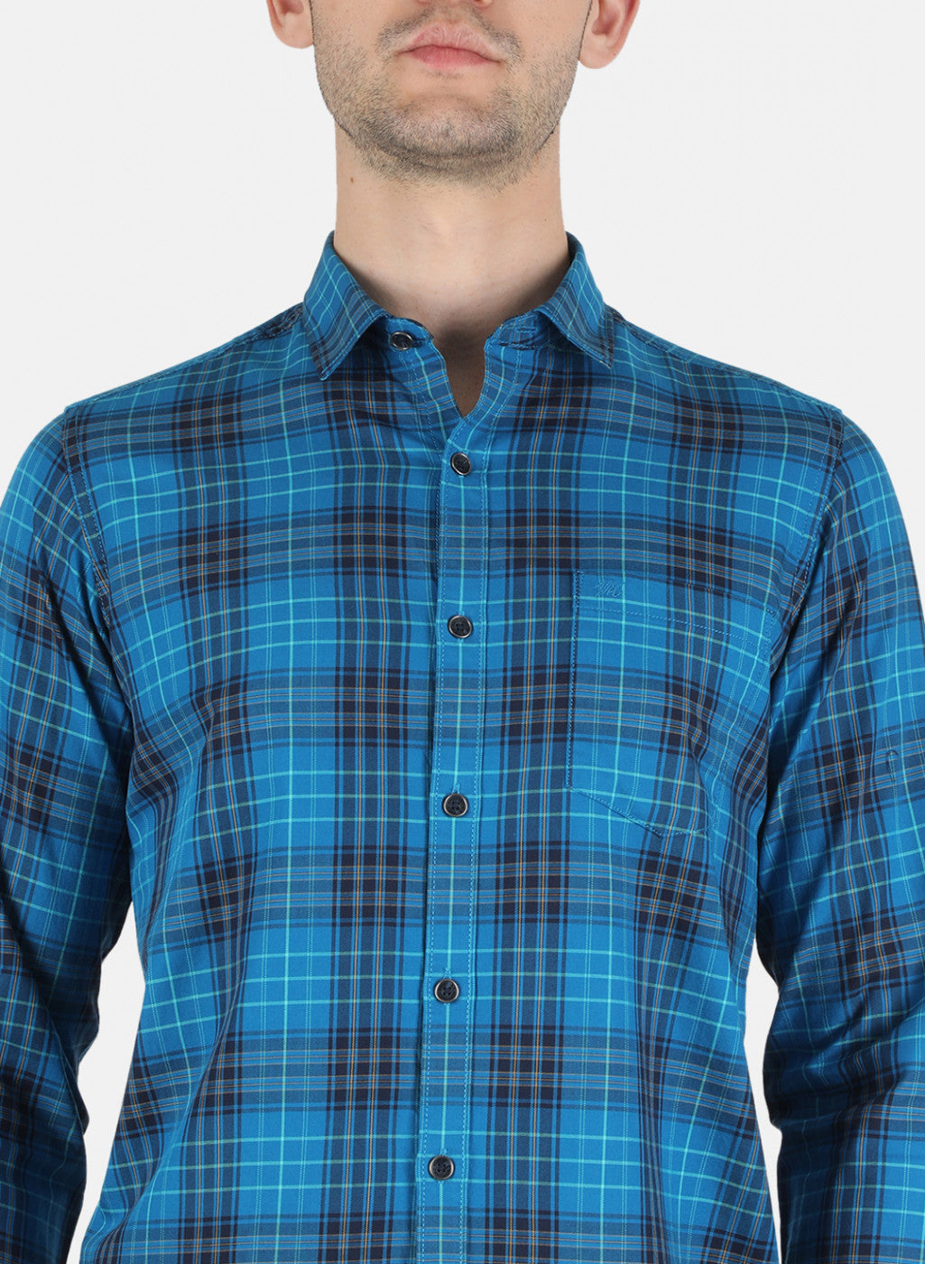 Men Blue Check Shirt