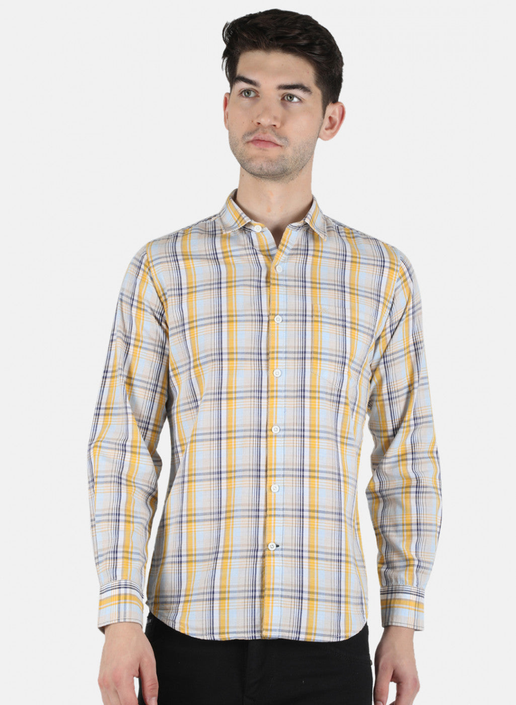 Men Yellow Check Shirt