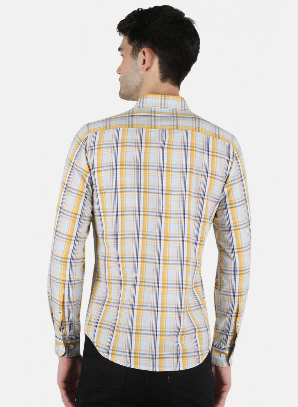 Men Yellow Check Shirt