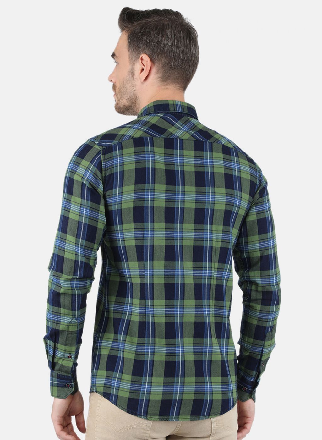 Men Green Check Shirt