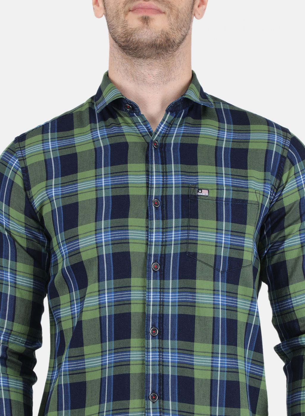 Men Green Check Shirt