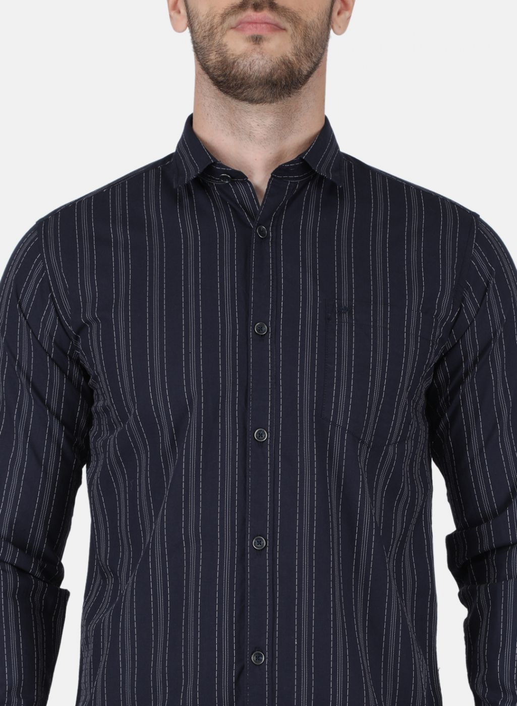 Men NAvy Blue Stripe Shirt