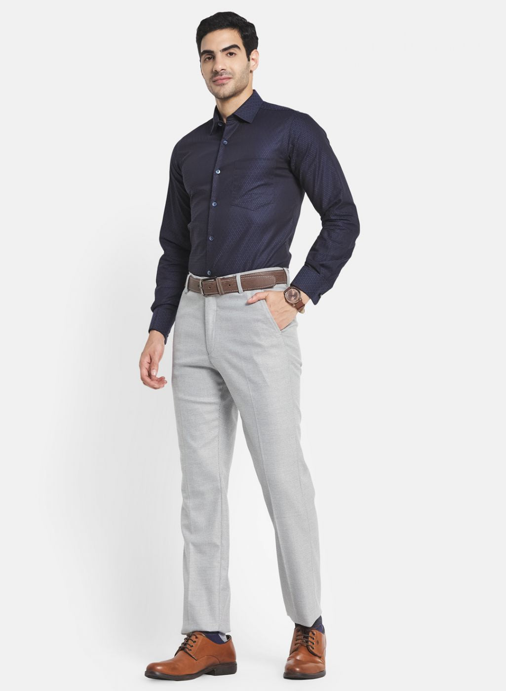 Men NAvy Blue Printed Shirt