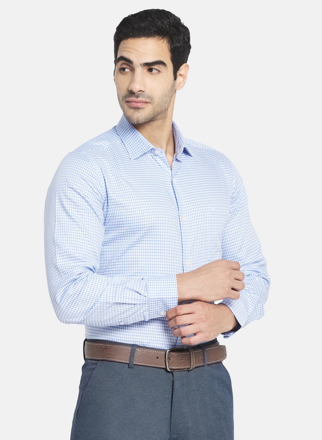 Men Blue Check Shirt