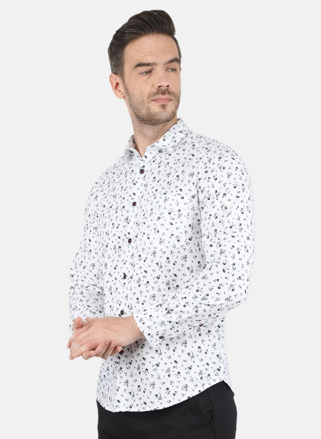 Men White Printed Shirt