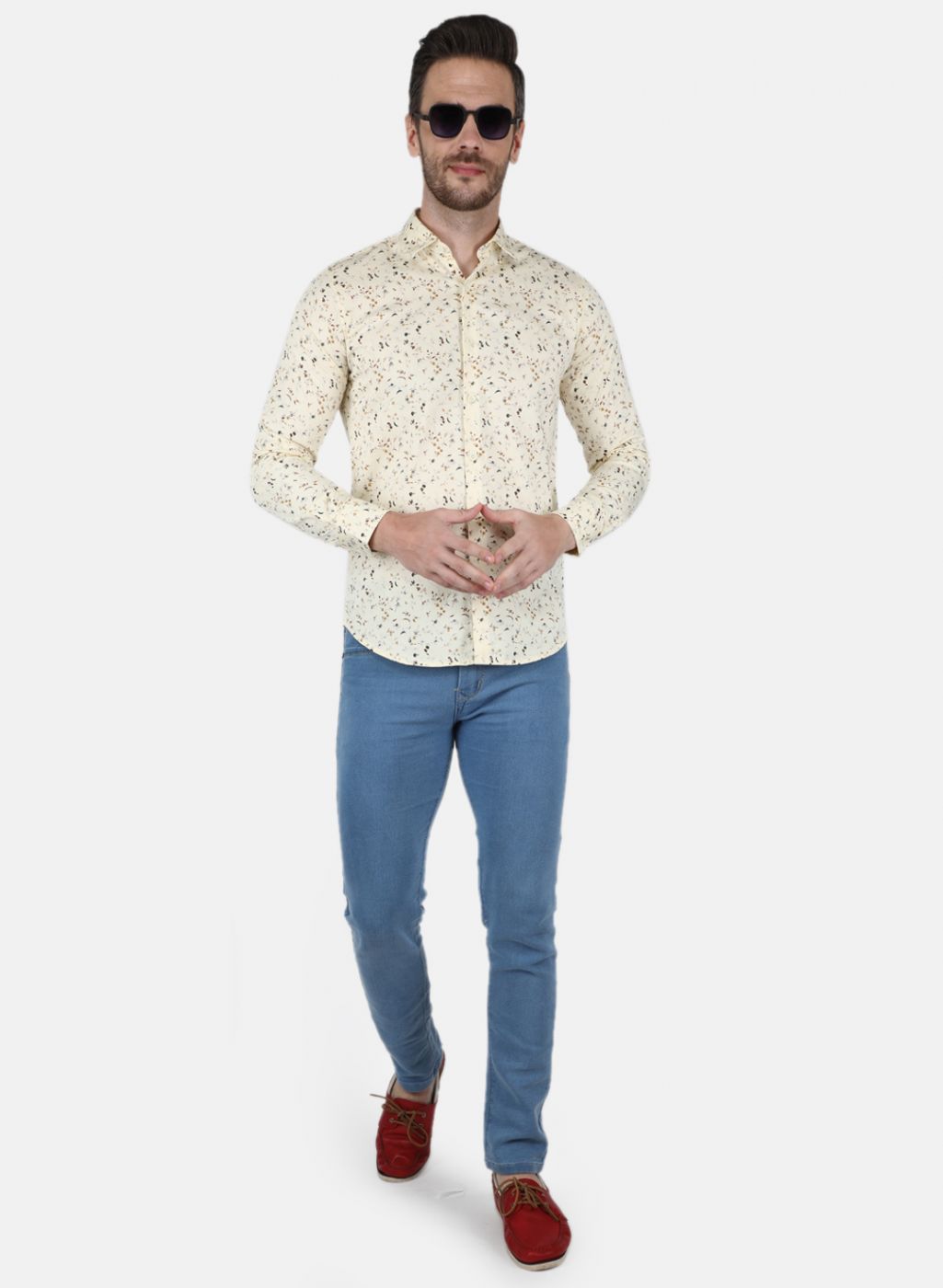 Men Off White Printed Shirt