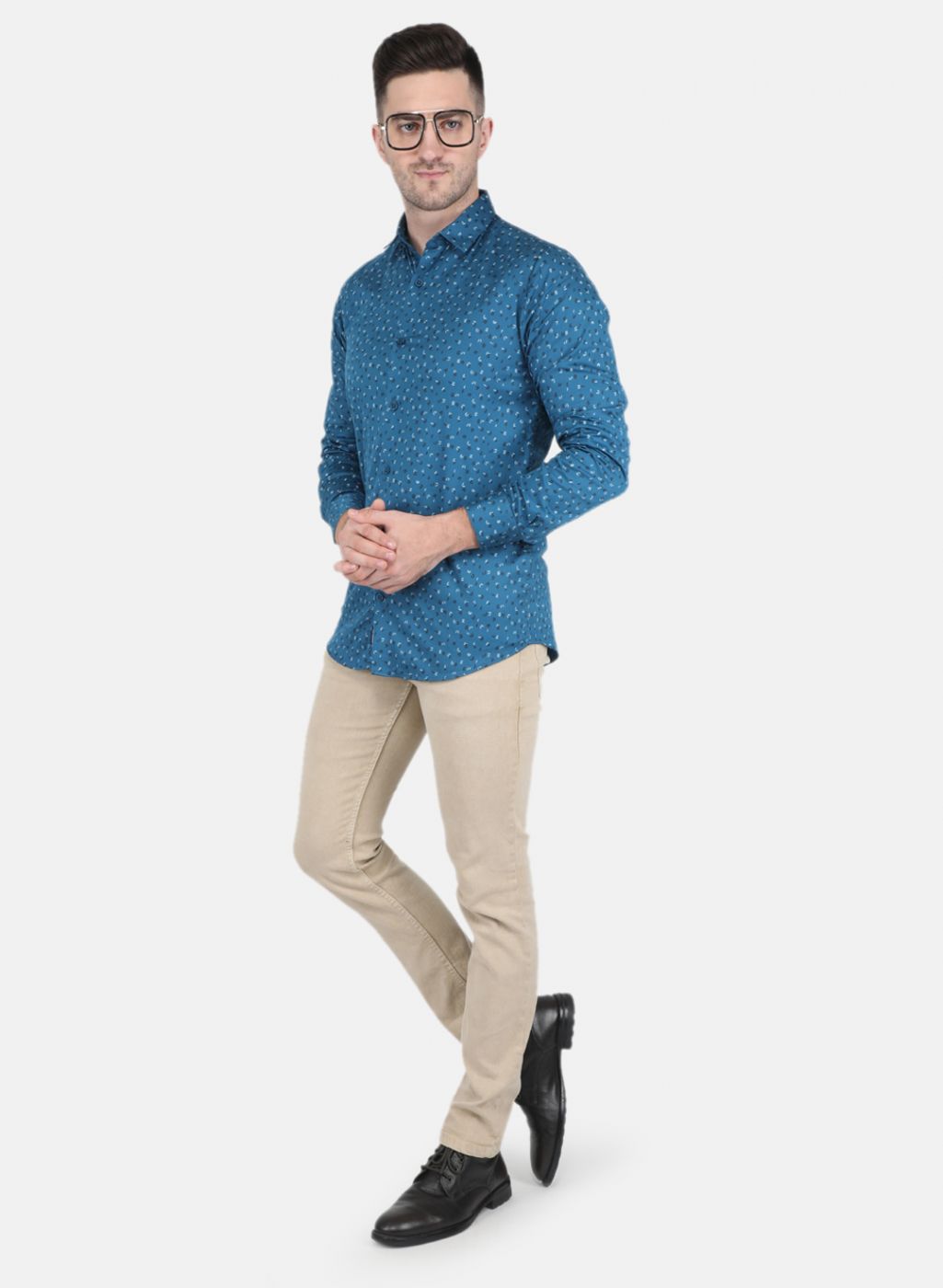 Men Blue Printed Shirt