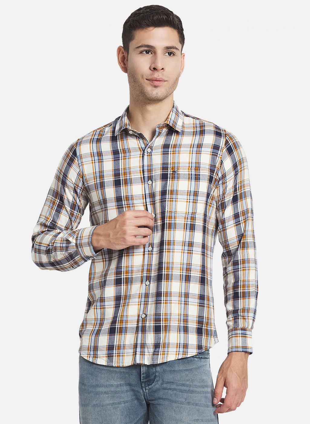 Men NAvy Blue Check Shirt