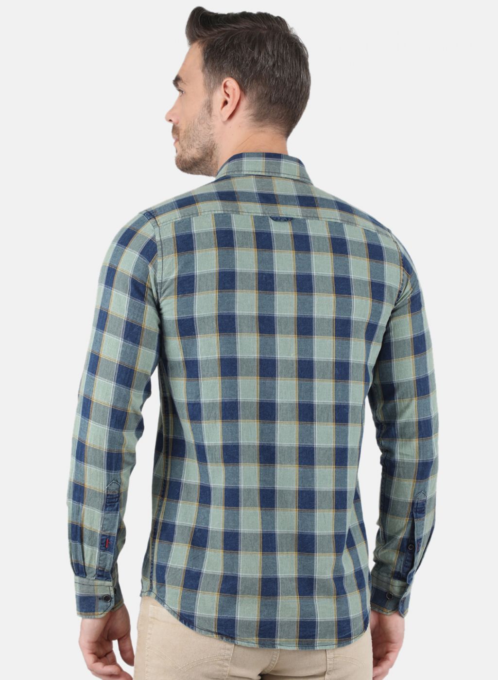 Men Green Check Shirt