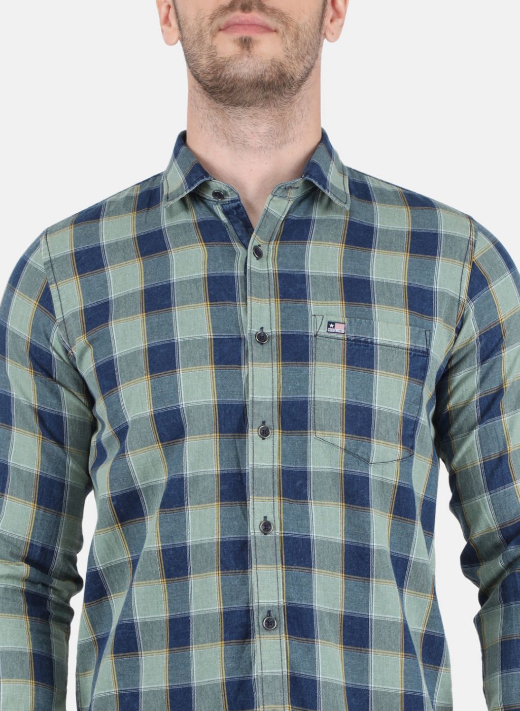 Men Green Check Shirt