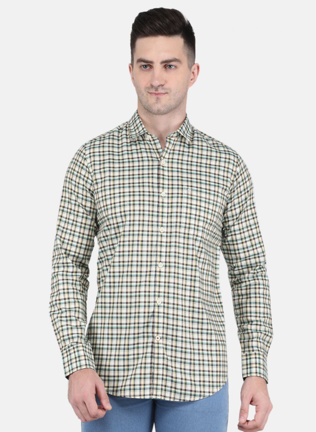 Men Green Check Shirt