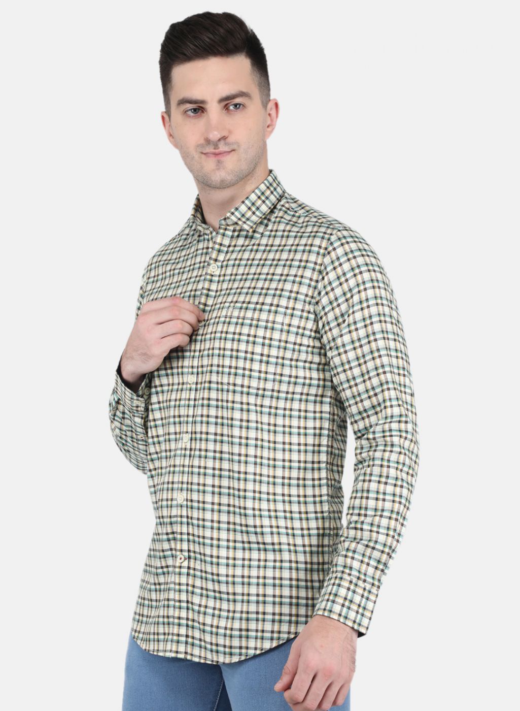 Men Green Check Shirt