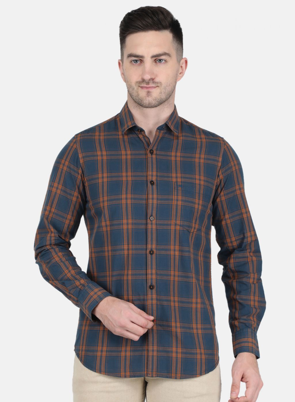 Men Brown Check Shirt