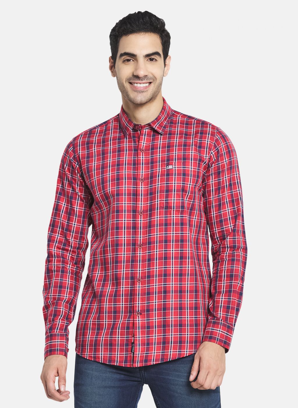 Men Red Check Shirt