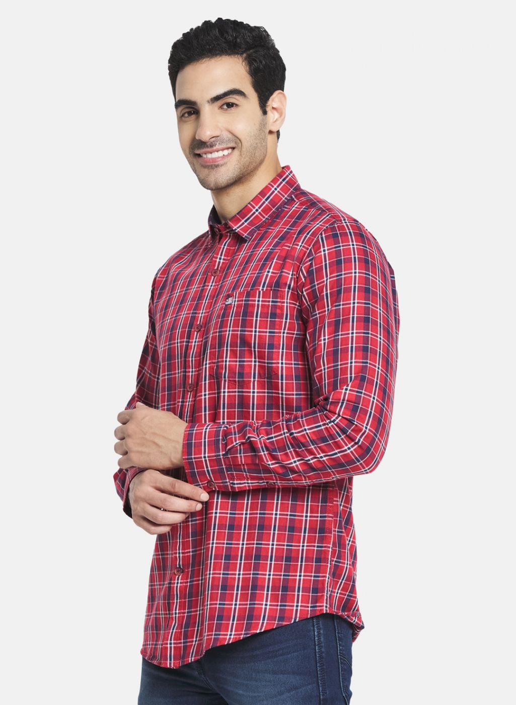 Men Red Check Shirt