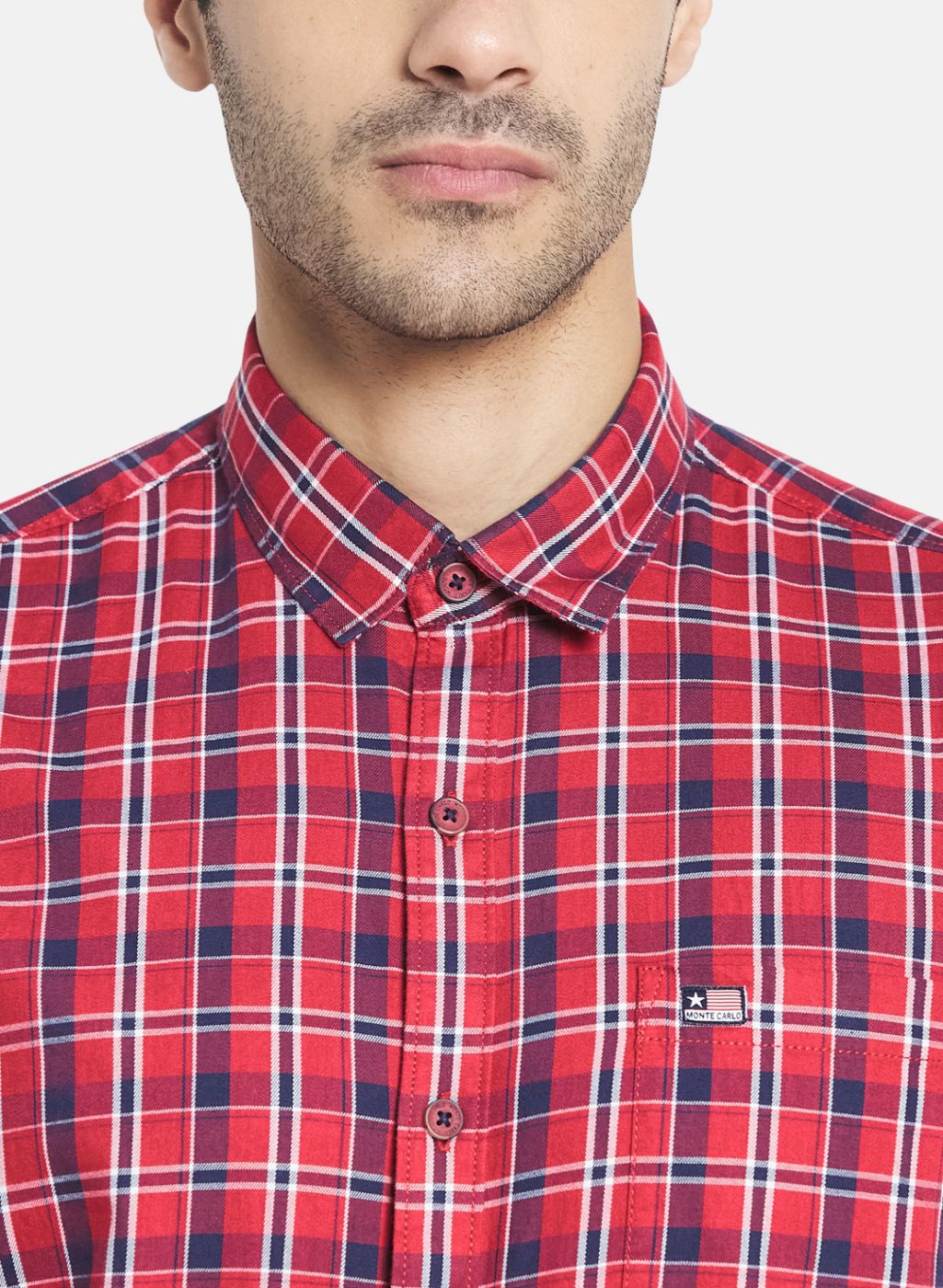 Men Red Check Shirt