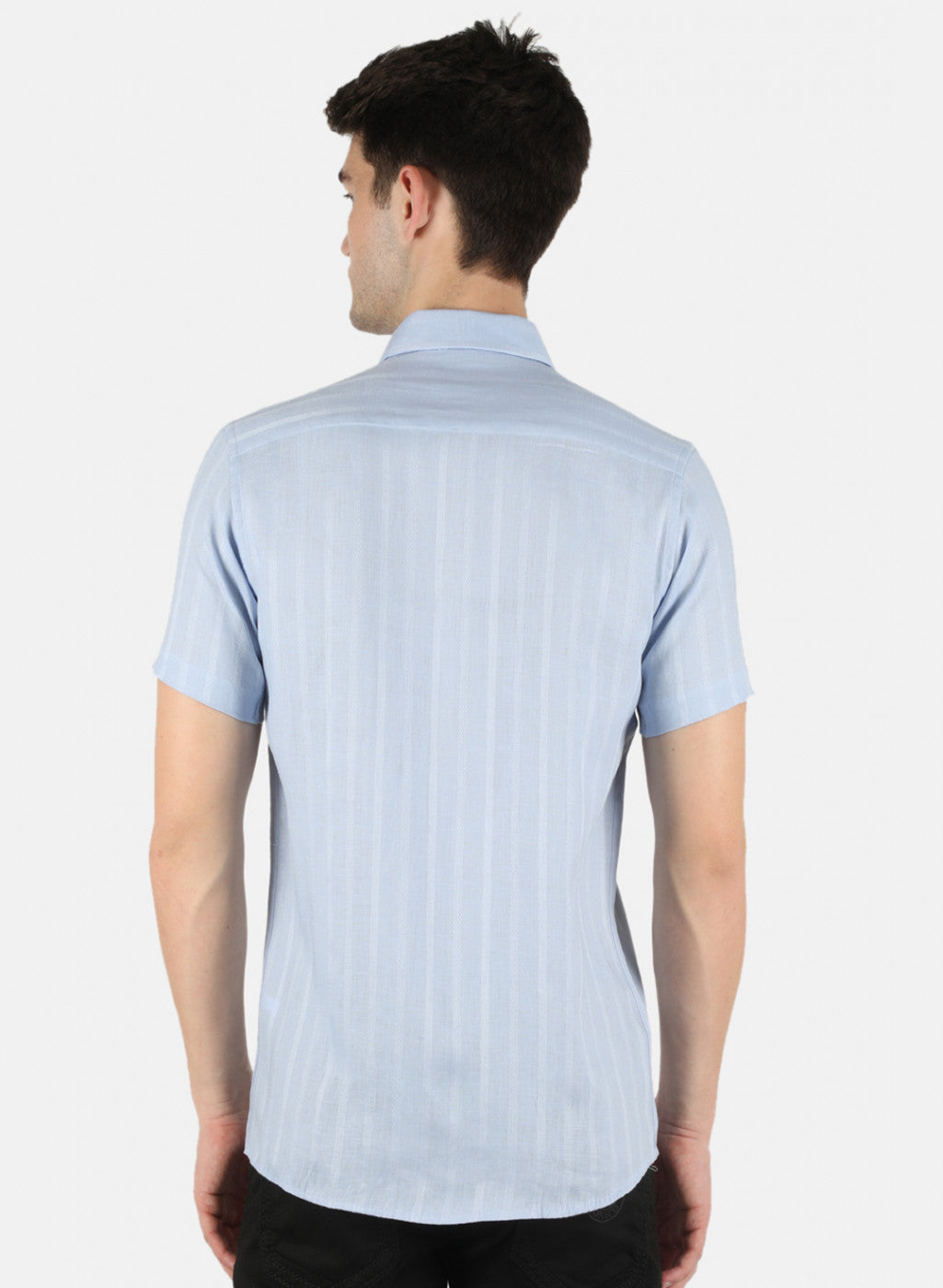 Men Blue Printed Linen Shirt