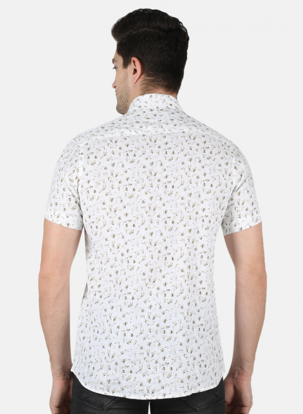 Men Brown Printed Linen Shirt