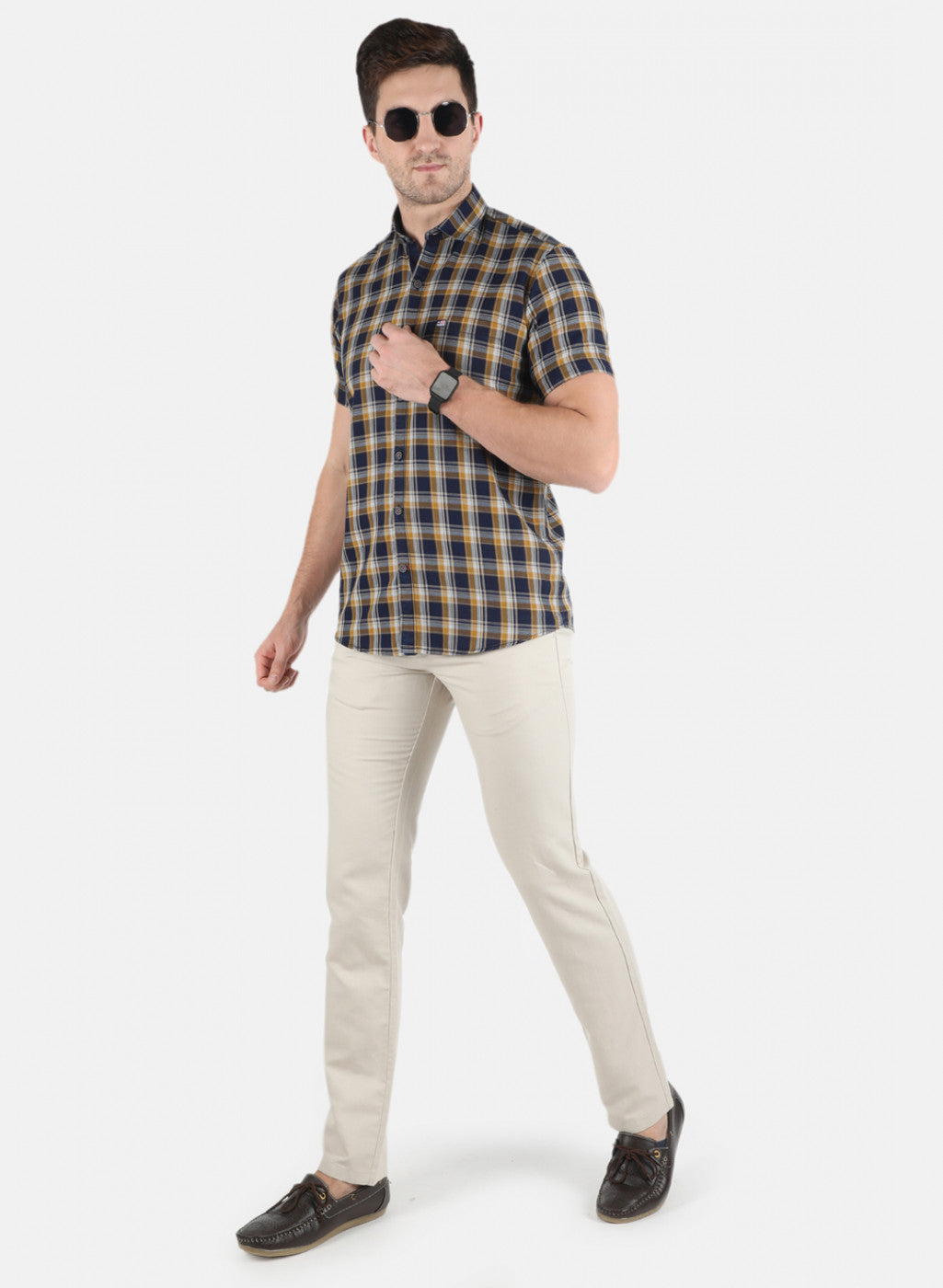 Men Mustard Check Shirt
