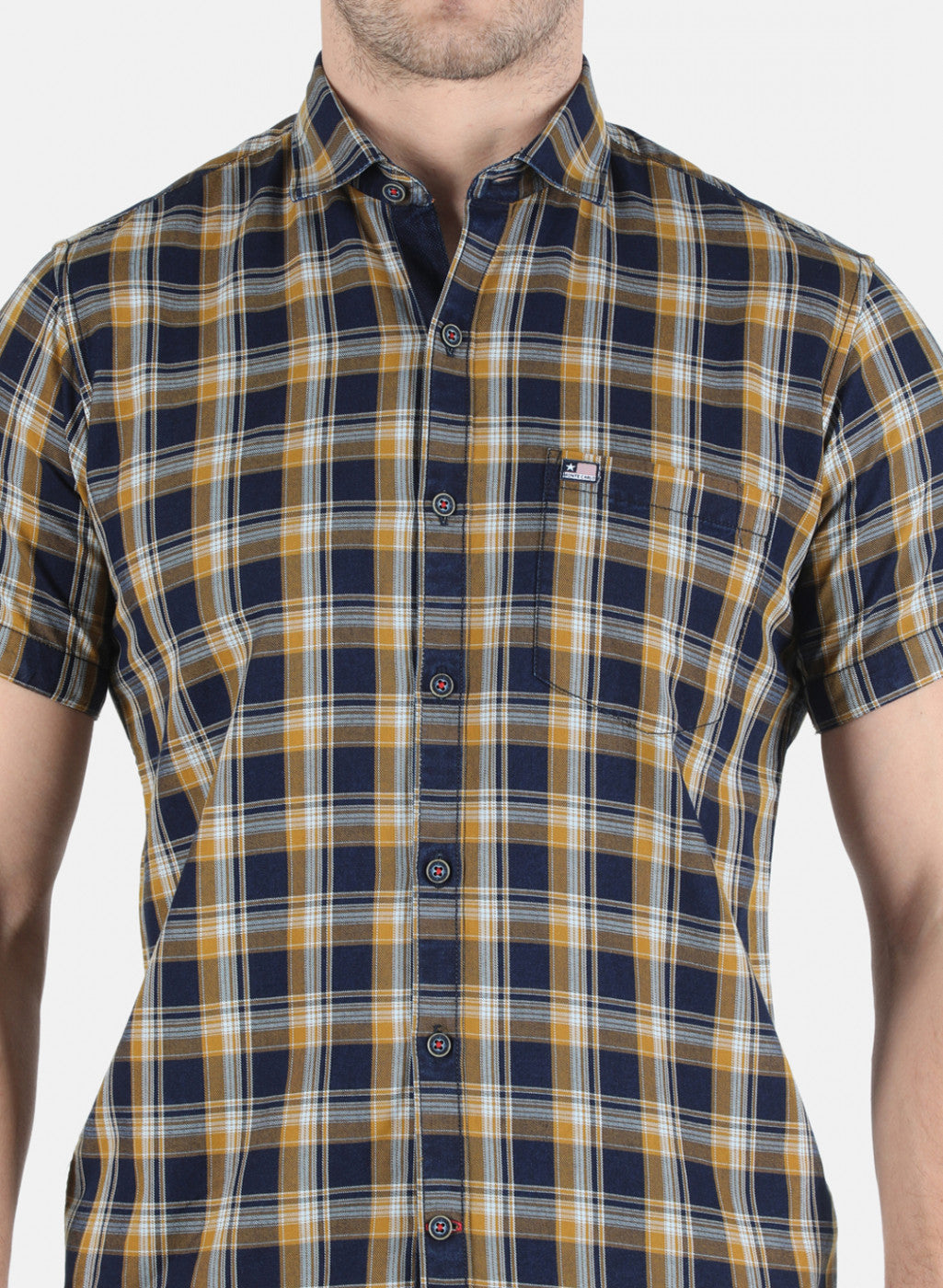 Men Mustard Check Shirt