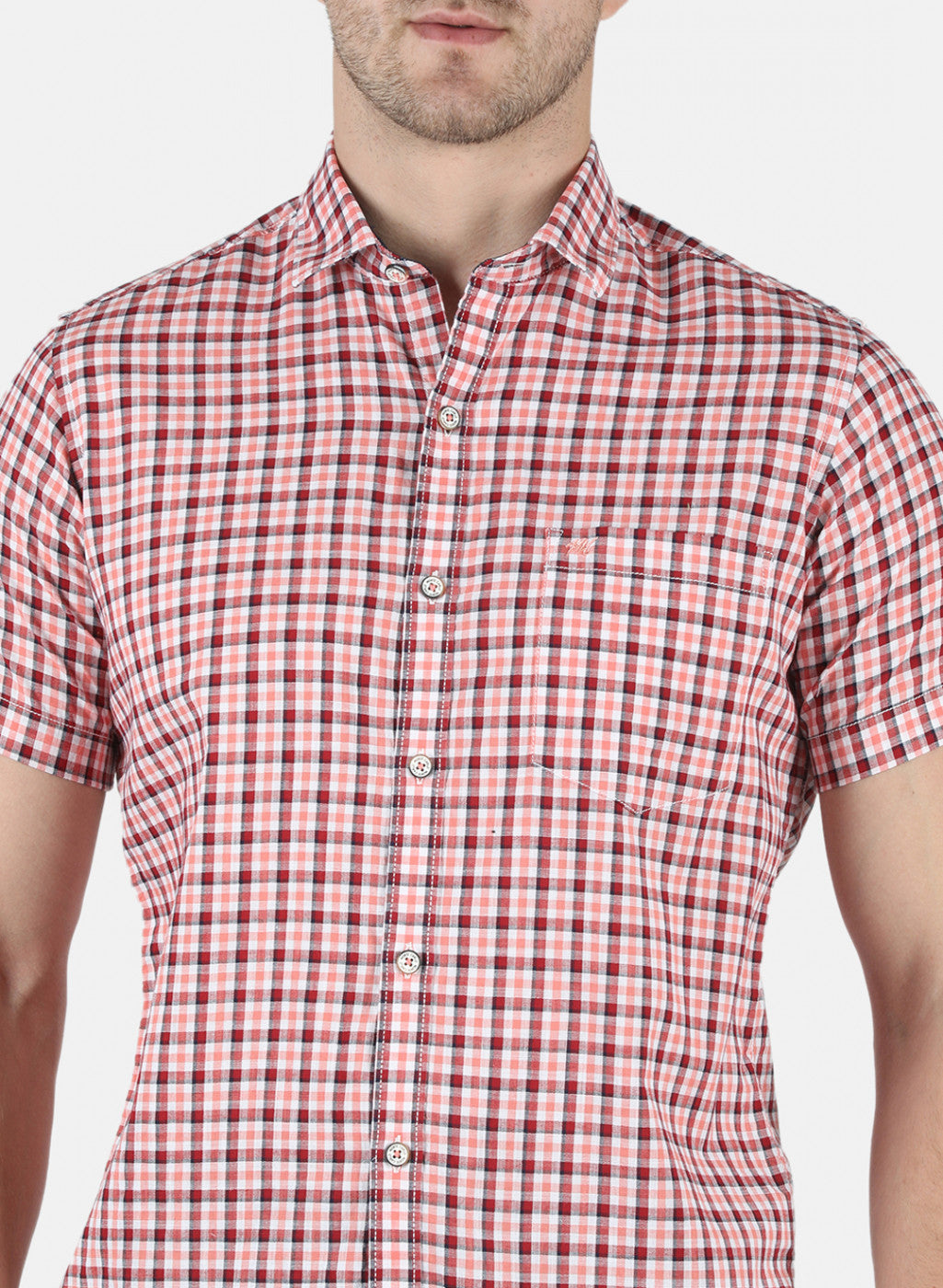 Men Orange Check Shirt