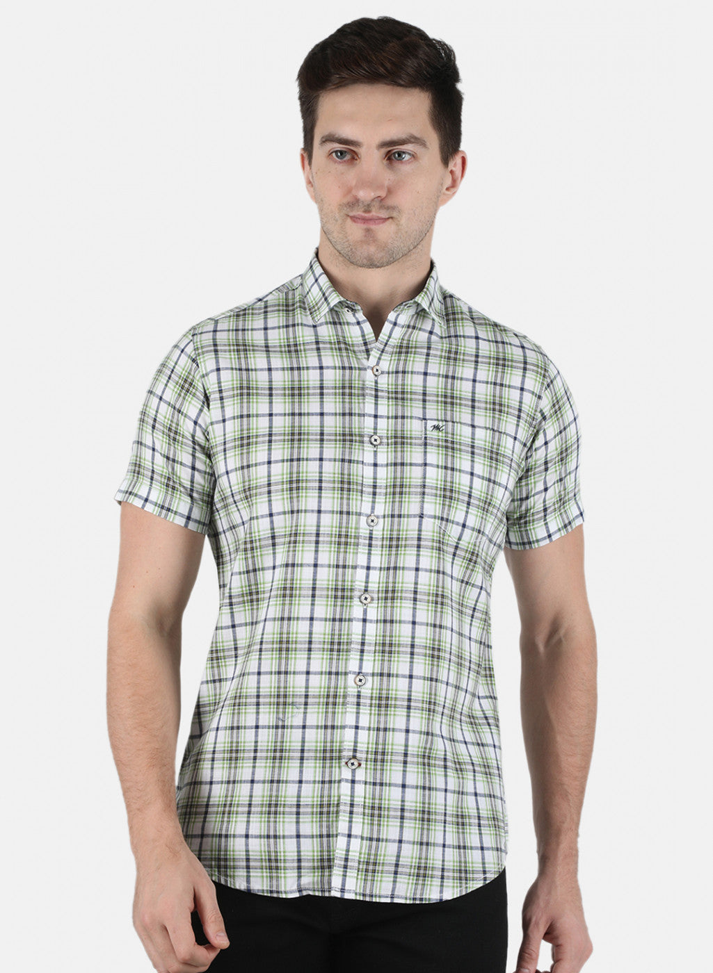 Men Green Check Shirt