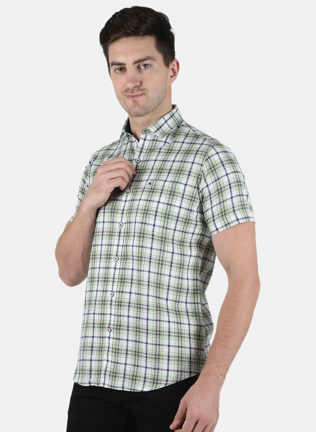 Men Green Check Shirt